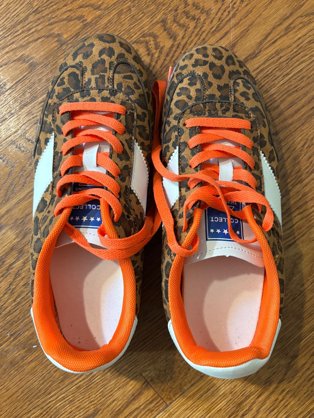Leopard Print Sneakers with Orange Accents